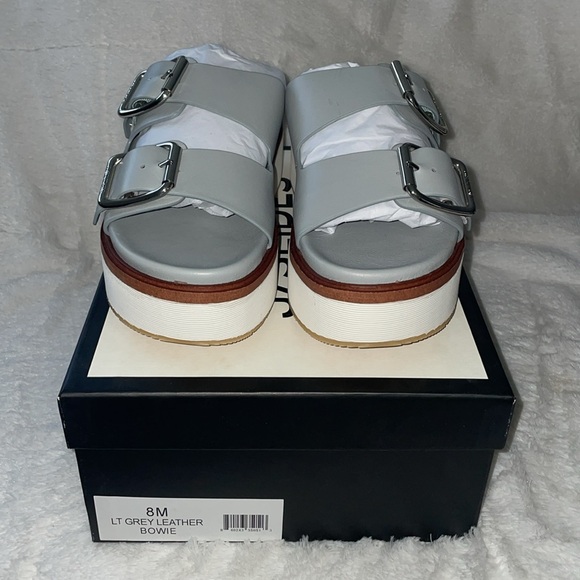 NWT J/SLIDES BOWIE Grey Leather Sandal - Picture 7 of 15